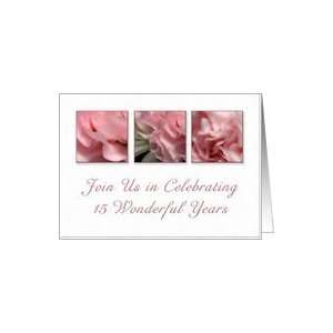   Wedding Anniversary Invitation, Pink Flower on White Background Card