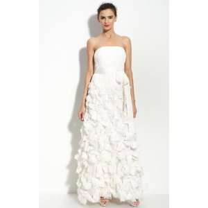   White Sheath Ankle length Strapless Sleeveless Organza Party Dresses