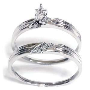   4CT Diamond Matching Wedding Engagement Ring Bridal Set 14K White Gold