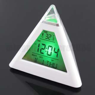 LED Color Pyramid Digital Alarm Clock Thermometer 622  