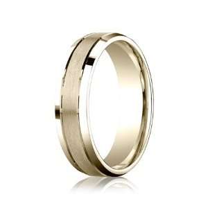  6.0 Millimeters 18Kt Yellow Gold Wedding Ring with Brushed 