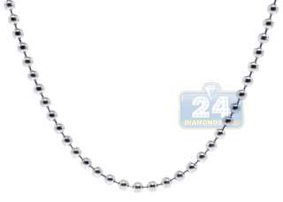 10K White Gold Mens Bead Chain 18 1/4 inches  