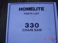 Homelite 330 chainsaw parts list  