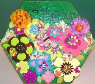 OOAK Disney Fairies TinkerBell Green Flower Garden Jewelry/Hat Box