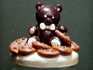 New Teddy Bear & Chocolate Chip Cookies Cookie Jar Handpainted  