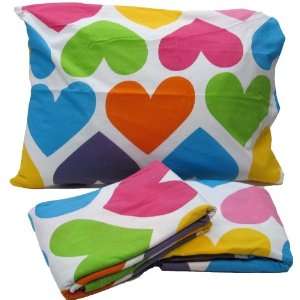  Jersey Knit 2 Pc. Cot Size Camp Sheet Set   Hearts