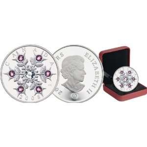  Canada 2008 Crystal Snowflake $20 Pure Silver Proof with 