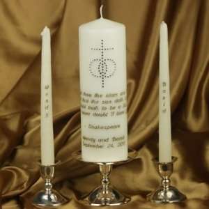  Crystal Corinthians Cross Unity Candle Set 20 Verses