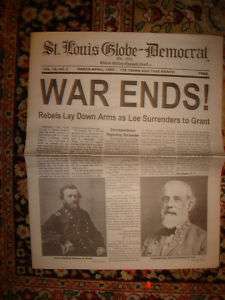 CIVIL WAR ENDS NEWSPAPER  