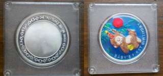 Babys First Birthday SILVER ROUND 1 TROY OUNCE colorized baby monkey 