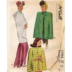   Sewing Pattern Womens Cape Size 12 Bust 30 Arts, Crafts & Sewing
