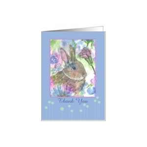  Thank You Rabbit Carnation Daisy Flowers Card Health 