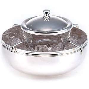 Christofle Caviar Server with glass bowl   14 cm of diameter, France 