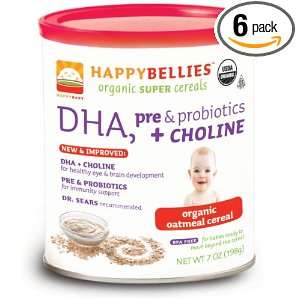 HAPPYBELLIES Organic Baby Cereals, DHA, & Pre & Probiotics +Choline 