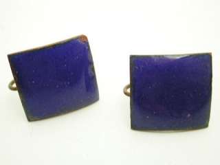 Vintage Blue Enamel Copper Earrings  