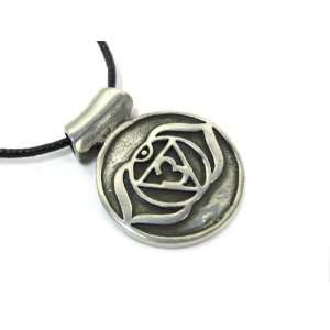   Ajna, the Third Eye Chakra Pewter Pendant on Corded Necklace Jewelry