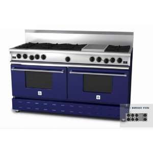   RNB 60 Inch Propane Gas Range With 12 Inch Charbroiler   Cobalt Blue