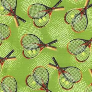 TENNIS ANYONE? RACKETS & BALLS~ Cotton Quilt Fabric  