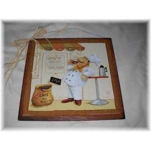  Chef Drinking Coffee Cafe Kitchen Sign Wooden Signs Art 
