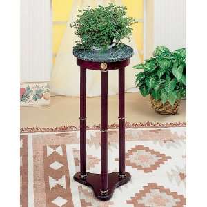 Elegant Round Green Marble Top Plant Stand Side With Cherry 