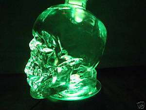 CRYSTAL HEAD SKULL VODKA COLLECTIBLE BOTTLE LIGHT STAND  