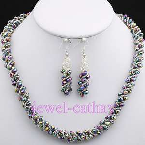 New Faceted Crystal Beads Necklace Bracelet Earring Set  