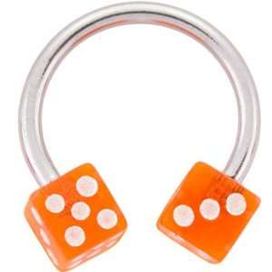  Horseshoe   Orange Dice Circular Barbell Jewelry