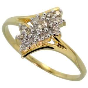 14k Gold Cluster Ring, w/ 0.20 Carat Brilliant Cut Diamonds, 1/2 in 