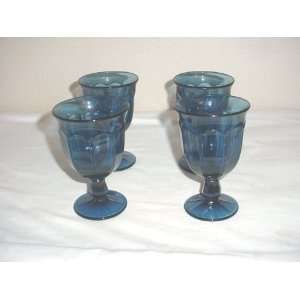 Set of 4 Dark Blue Glass Footed Stem Tumblers Everything 