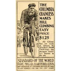 1898 Ad Pope Mfg. Co. Columbia Bicycles Hartford CT   Original Print 