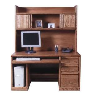  Contemporary Computer Desk with Hutch Golden Oak Finish 