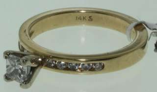 14K yellow gold diamond princess engagement ring .65ct  