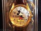 NEW Mickey Mouse Mens Watch   Gold & Brown Leather