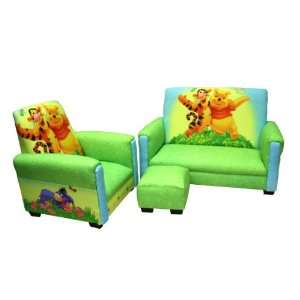 Disney Deluxe Toddler Sofa, Chair and Ottoman Set, Winnie The Pooh and 