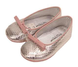 New $295 Dolce & Gabbana Baby Girl Silver Pink Ballerina Shoes Size 17 