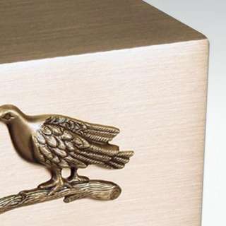   Bronze Cube Companion Cremation Urn with Facing Doves   