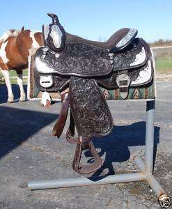 Ultimate draft horse mahogany 17 silver show saddle  