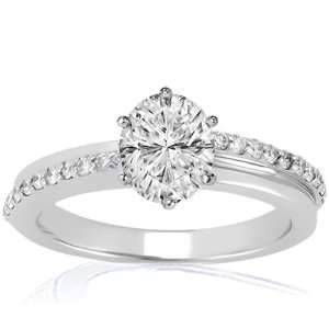   Shaped Diamond Engagement Ring Pave Set CUTVERY GOOD 14K SI1 G GIA