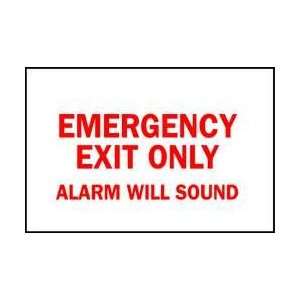 Sign,10x14,emergency Exit Only Alarm   BRADY  Industrial 