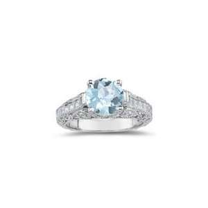  1.07 Cts Diamond & 1.90 Cts Aquamarine Ring in 18K White 