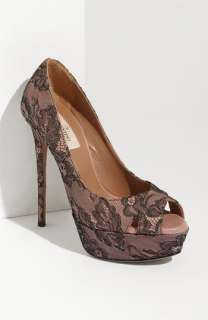 Valentino Crystal Lace Open Toe Pump  