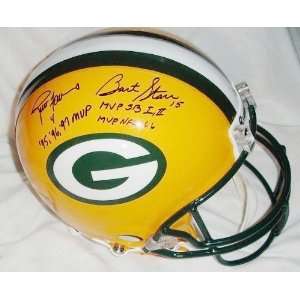 Bart Starr & Brett Favre Autographed Helmet