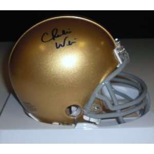 Charlie Weis Autographed Notre Dame Mini Helmet