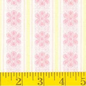  60 Wide Dan River Pink Flower Dobbie Fabric By The Yard 