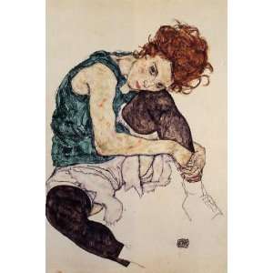 FRAMED oil paintings   Egon Schiele   24 x 36 inches   Seated Woman 