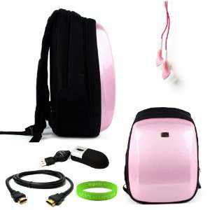  Pink EVA Shell Backpack + VanGoddy LIVE*LAUGH*LOVE Wristband + Black 