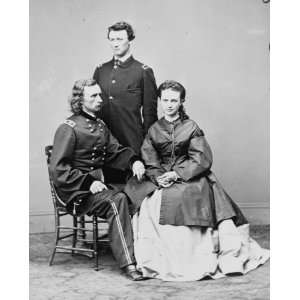 1800s photo George Armstrong Custer, in uniform, seated with his wife 