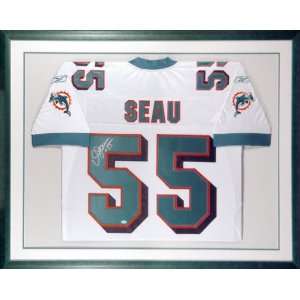 Junior Seau Miami Dolphins Framed Autographed White Jersey