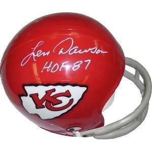 Len Dawson signed Kansas City Chiefs TB 2bar Mini Helmet HOF 87