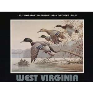  Rob Leslie (Mallard Ducks Flying Stamp, West Virginia) Art 